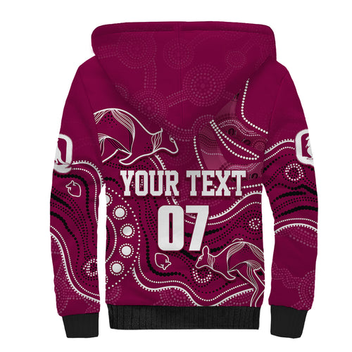personalised-qld-maroons-rugby-indigenous-sherpa-hoodie-kangaroo-mix-boomerang