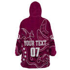 personalised-qld-maroons-rugby-indigenous-wearable-blanket-hoodie-kangaroo-mix-boomerang