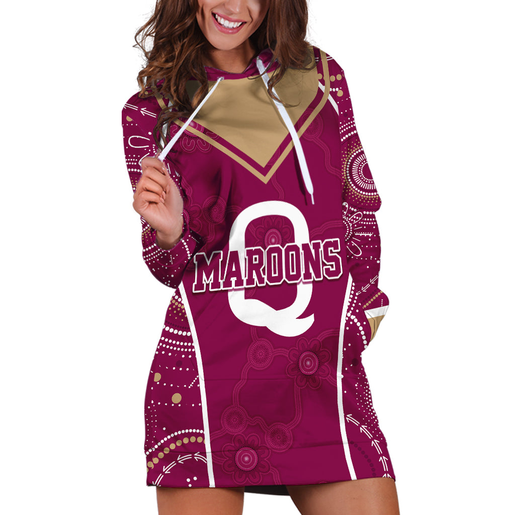 personalised-qld-maroons-rugby-indigenous-hoodie-dress-state-of-origin-canetoads