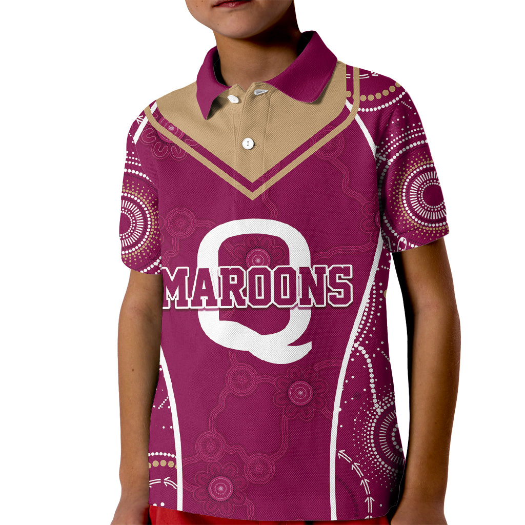 personalised-qld-maroons-rugby-indigenous-kid-polo-shirt-state-of-origin-canetoads