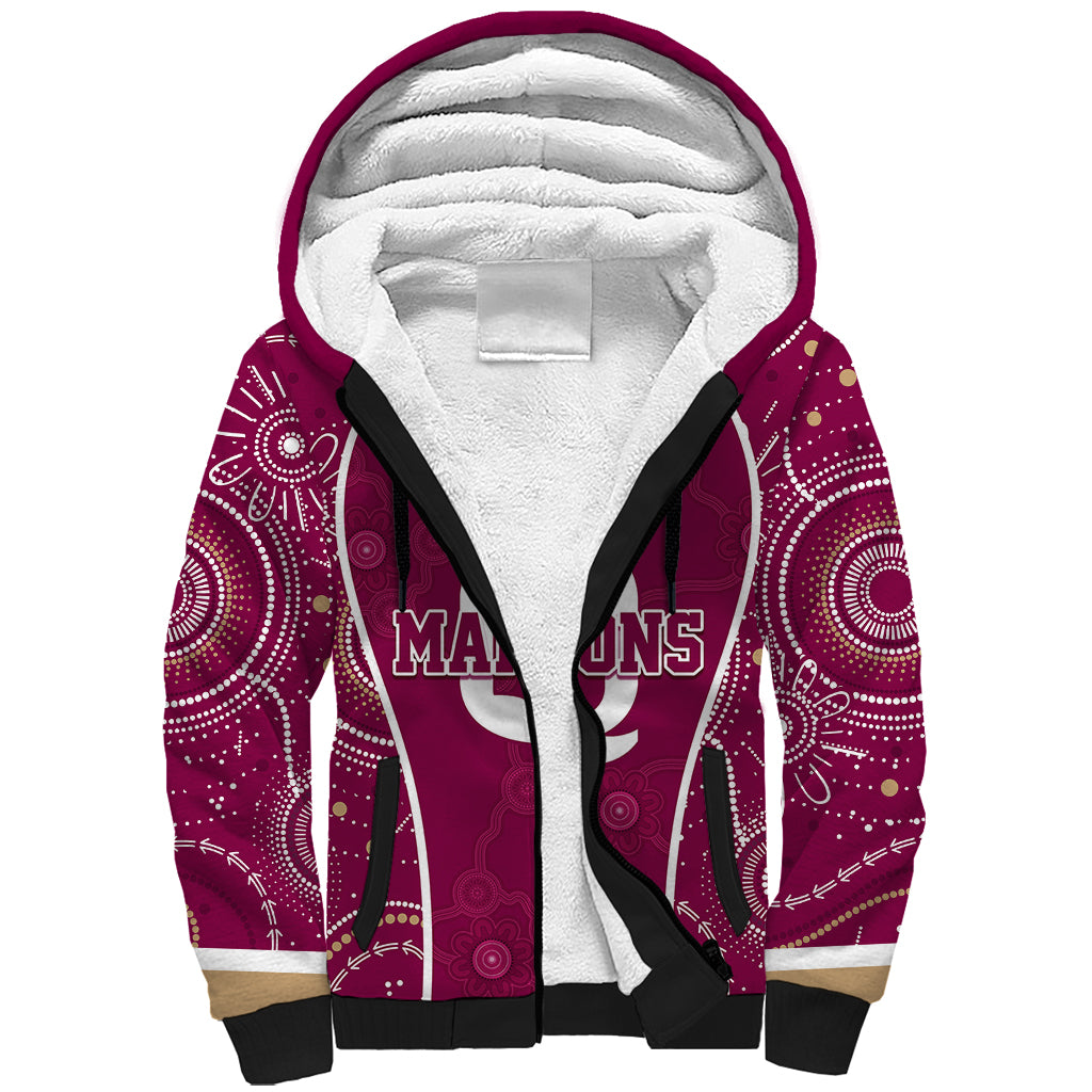 personalised-qld-maroons-rugby-indigenous-sherpa-hoodie-state-of-origin-canetoads