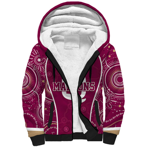 personalised-qld-maroons-rugby-indigenous-sherpa-hoodie-state-of-origin-canetoads