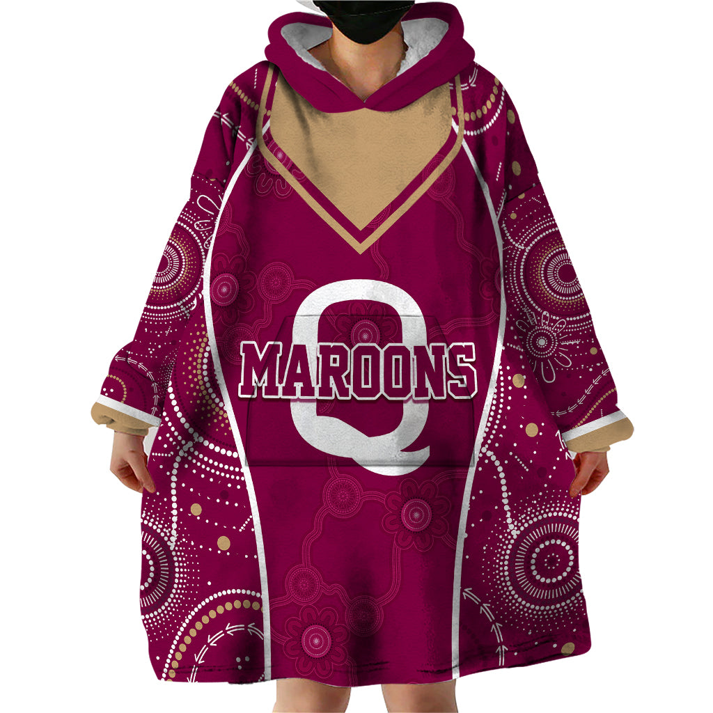 personalised-qld-maroons-rugby-indigenous-wearable-blanket-hoodie-state-of-origin-canetoads