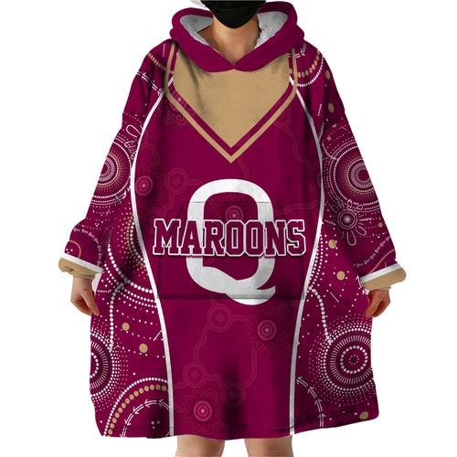 personalised-qld-maroons-rugby-indigenous-wearable-blanket-hoodie-state-of-origin-canetoads