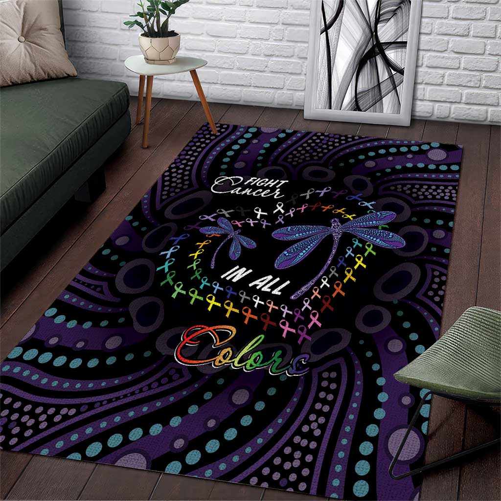 Fight Cancer In All Colors Australia Indigenous Area Rug Dragonflies Aboriginal Art
