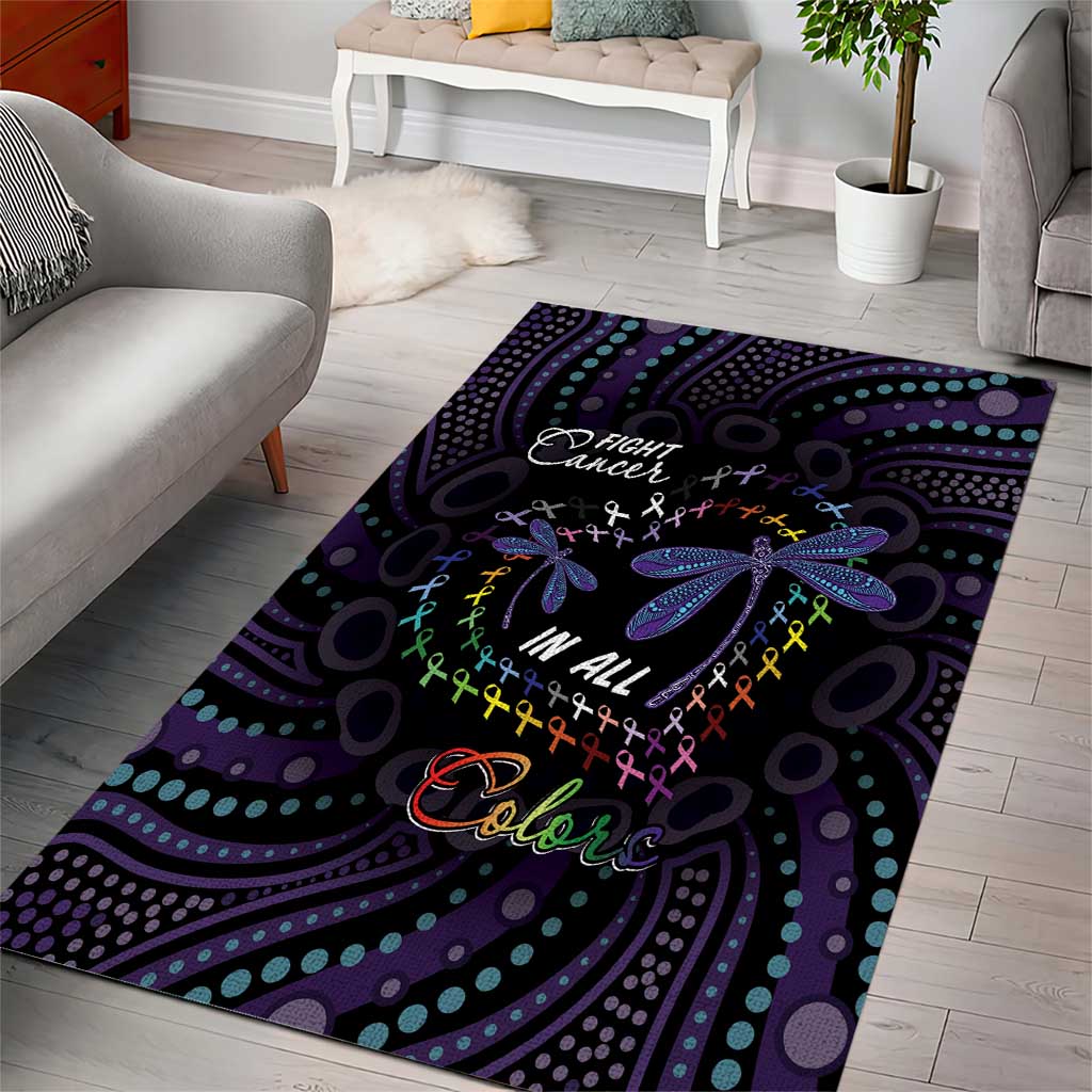 Fight Cancer In All Colors Australia Indigenous Area Rug Dragonflies Aboriginal Art