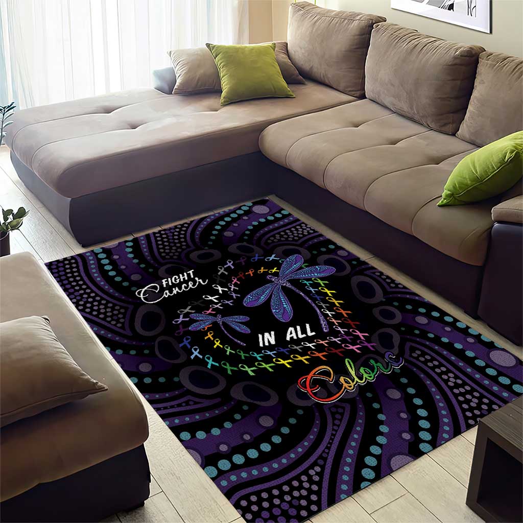 Fight Cancer In All Colors Australia Indigenous Area Rug Dragonflies Aboriginal Art
