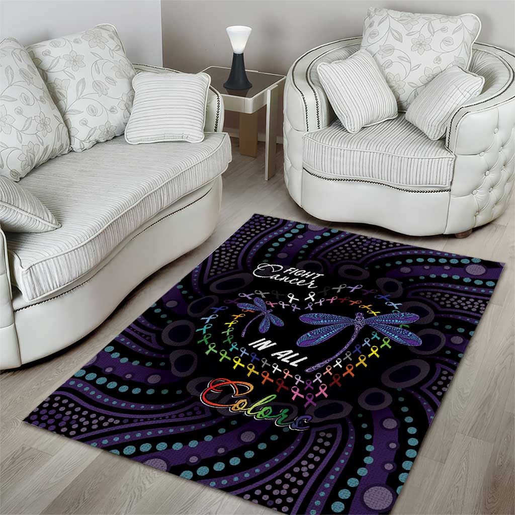 Fight Cancer In All Colors Australia Indigenous Area Rug Dragonflies Aboriginal Art