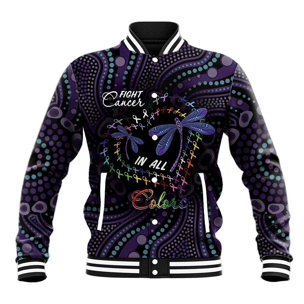 Fight Cancer In All Colors Australia Indigenous Baseball Jacket Dragonflies Aboriginal Art