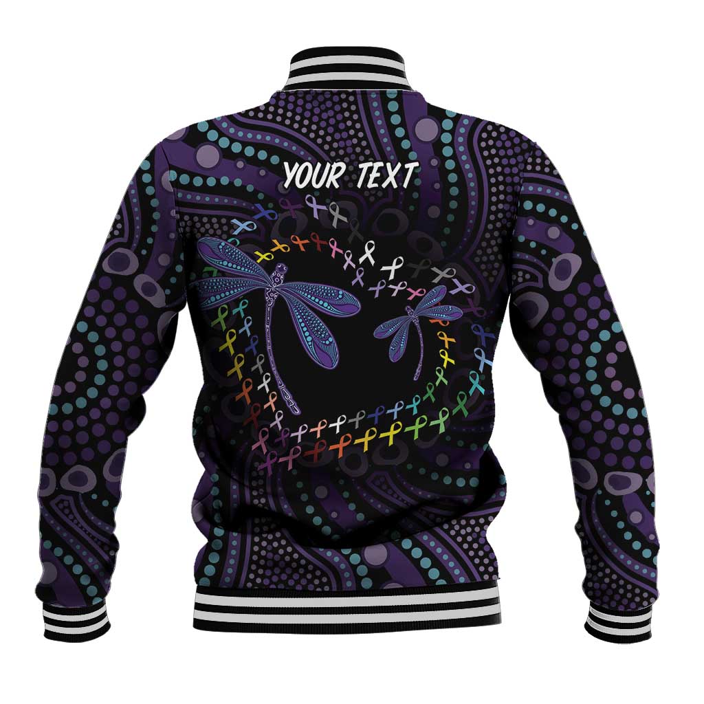 Fight Cancer In All Colors Australia Indigenous Baseball Jacket Dragonflies Aboriginal Art
