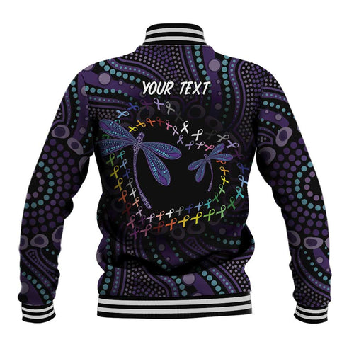 Fight Cancer In All Colors Australia Indigenous Baseball Jacket Dragonflies Aboriginal Art