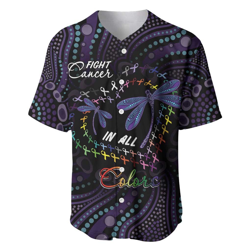 Fight Cancer In All Colors Australia Indigenous Baseball Jersey Dragonflies Aboriginal Art