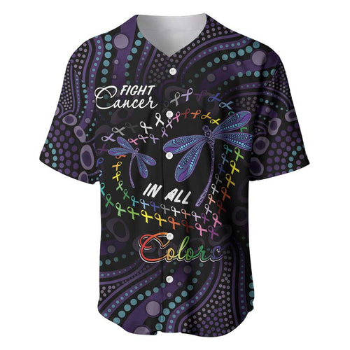 Fight Cancer In All Colors Australia Indigenous Baseball Jersey Dragonflies Aboriginal Art