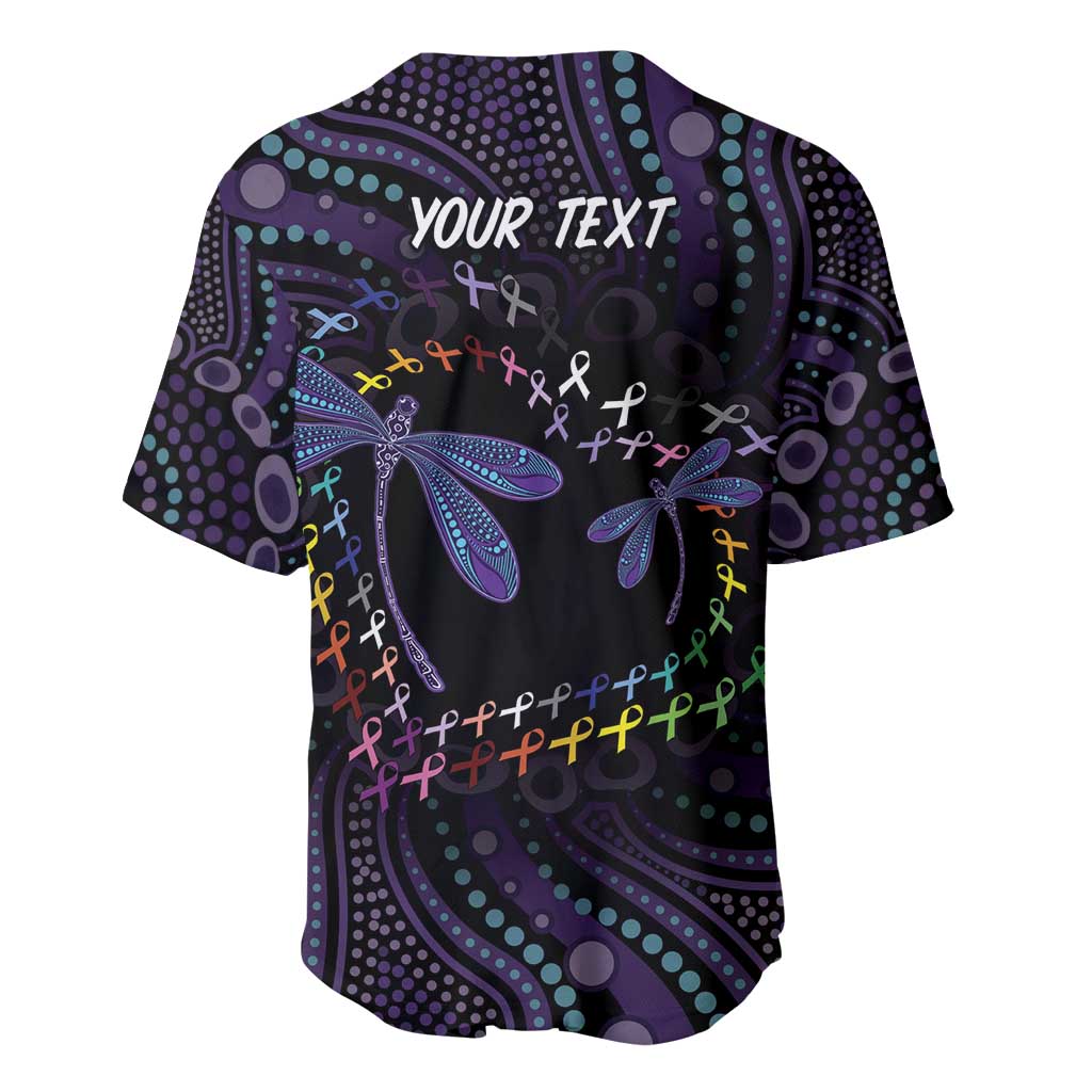 Fight Cancer In All Colors Australia Indigenous Baseball Jersey Dragonflies Aboriginal Art