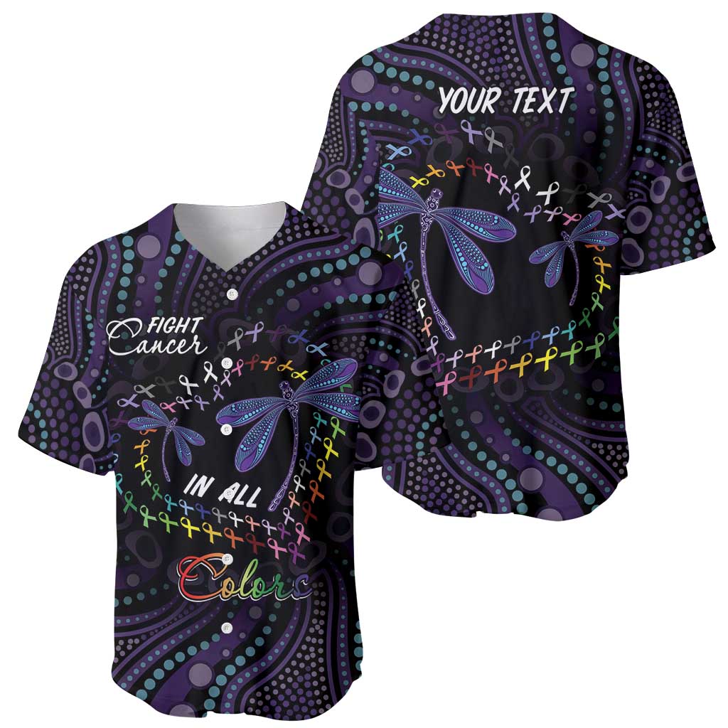 Fight Cancer In All Colors Australia Indigenous Baseball Jersey Dragonflies Aboriginal Art