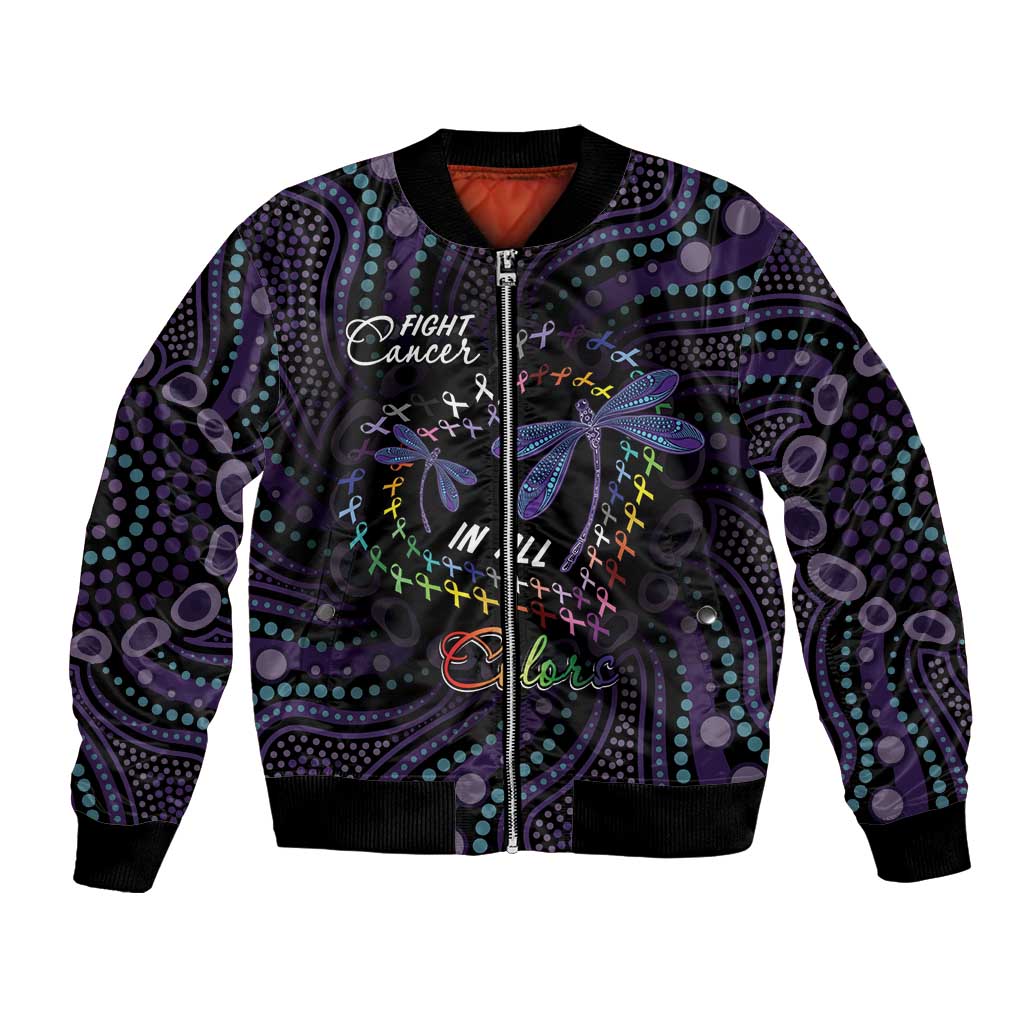 Fight Cancer In All Colors Australia Indigenous Bomber Jacket Dragonflies Aboriginal Art