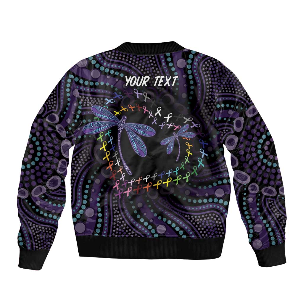 Fight Cancer In All Colors Australia Indigenous Bomber Jacket Dragonflies Aboriginal Art