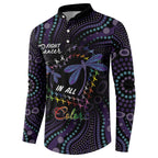 Fight Cancer In All Colors Australia Indigenous Button Sweatshirt Dragonflies Aboriginal Art