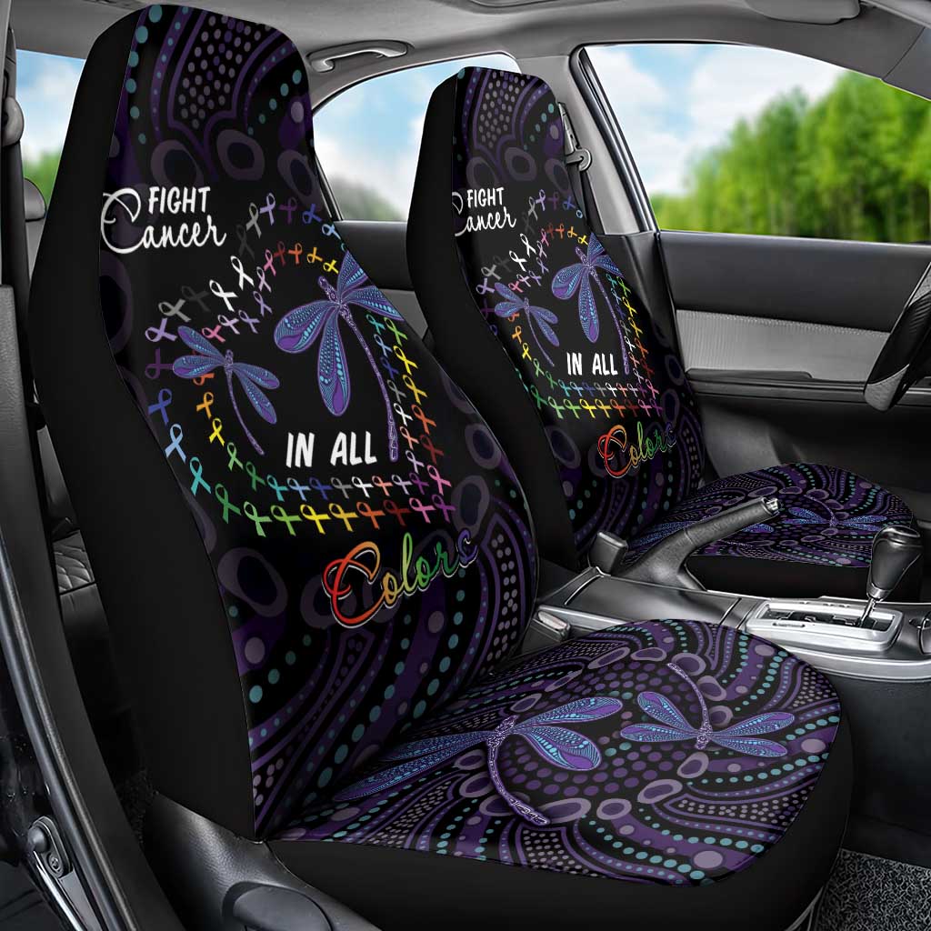 Fight Cancer In All Colors Australia Indigenous Car Seat Cover Dragonflies Aboriginal Art