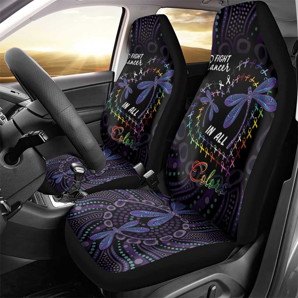 Fight Cancer In All Colors Australia Indigenous Car Seat Cover Dragonflies Aboriginal Art