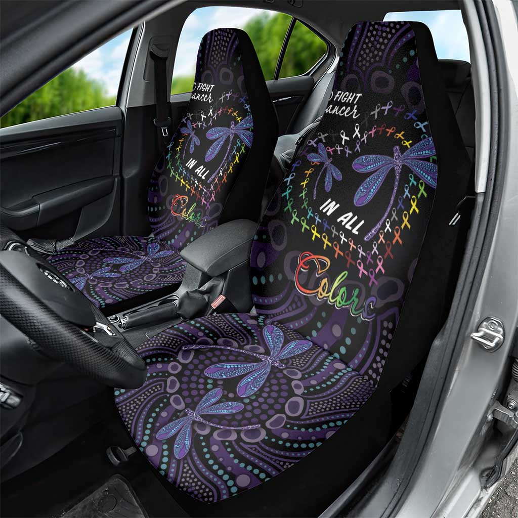 Fight Cancer In All Colors Australia Indigenous Car Seat Cover Dragonflies Aboriginal Art