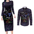 Fight Cancer In All Colors Australia Indigenous Couples Matching Long Sleeve Bodycon Dress and Long Sleeve Button Shirt Dragonflies Aboriginal Art