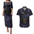 Fight Cancer In All Colors Australia Indigenous Couples Matching Puletasi and Hawaiian Shirt Dragonflies Aboriginal Art