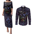 Fight Cancer In All Colors Australia Indigenous Couples Matching Puletasi and Long Sleeve Button Shirt Dragonflies Aboriginal Art