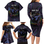 Fight Cancer In All Colors Australia Indigenous Family Matching Long Sleeve Bodycon Dress and Hawaiian Shirt Dragonflies Aboriginal Art