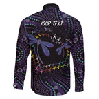 Fight Cancer In All Colors Australia Indigenous Family Matching Long Sleeve Bodycon Dress and Hawaiian Shirt Dragonflies Aboriginal Art