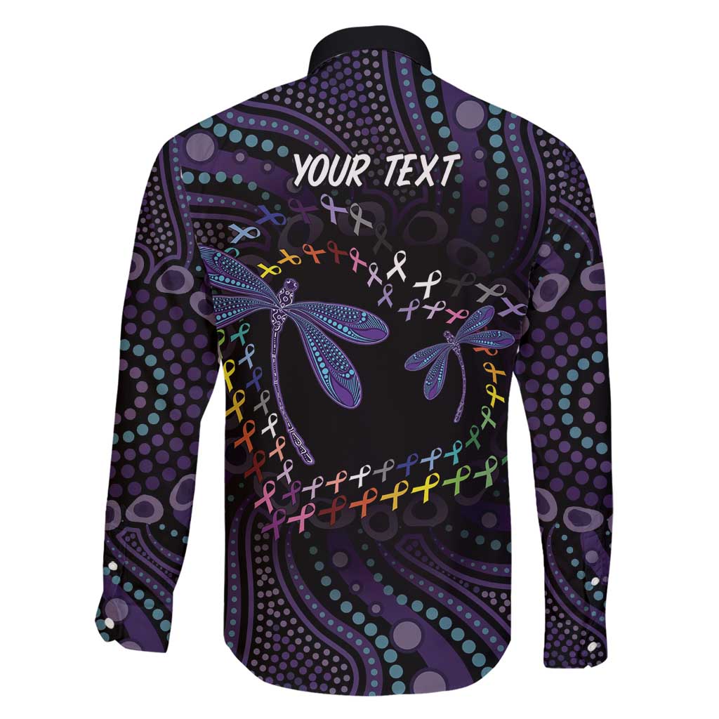 Fight Cancer In All Colors Australia Indigenous Family Matching Long Sleeve Bodycon Dress and Hawaiian Shirt Dragonflies Aboriginal Art