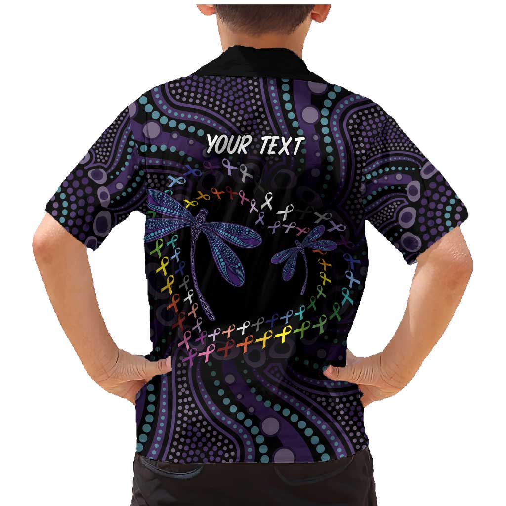 Fight Cancer In All Colors Australia Indigenous Family Matching Mermaid Dress and Hawaiian Shirt Dragonflies Aboriginal Art