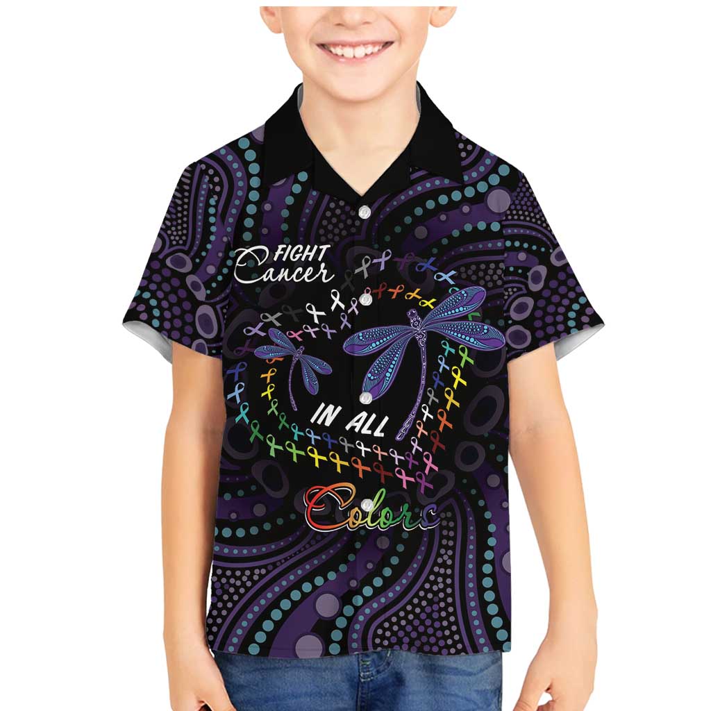 Fight Cancer In All Colors Australia Indigenous Family Matching Mermaid Dress and Hawaiian Shirt Dragonflies Aboriginal Art