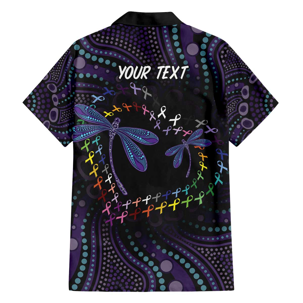 Fight Cancer In All Colors Australia Indigenous Family Matching Off The Shoulder Long Sleeve Dress and Hawaiian Shirt Dragonflies Aboriginal Art