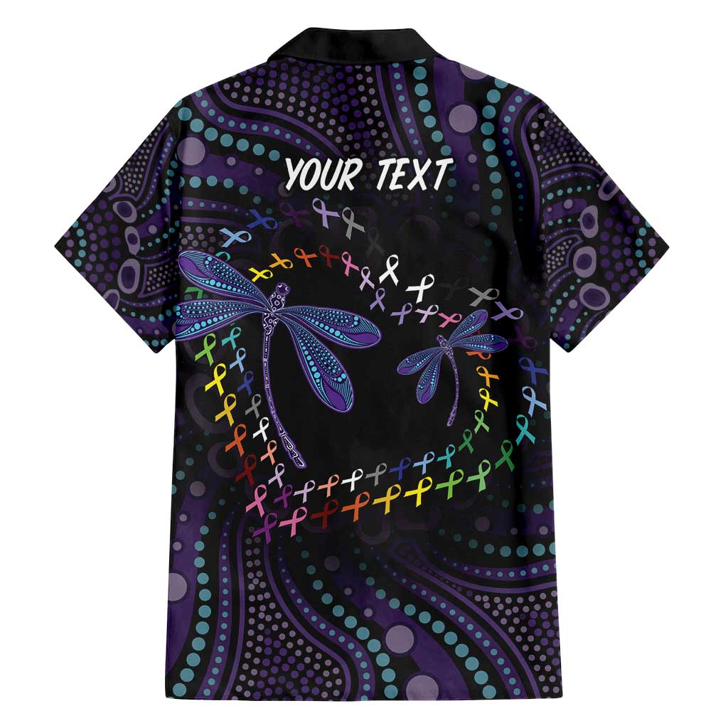 Fight Cancer In All Colors Australia Indigenous Family Matching Off Shoulder Maxi Dress and Hawaiian Shirt Dragonflies Aboriginal Art