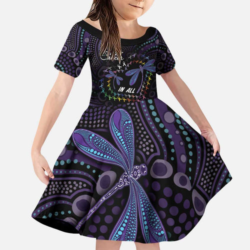 Fight Cancer In All Colors Australia Indigenous Family Matching Puletasi and Hawaiian Shirt Dragonflies Aboriginal Art