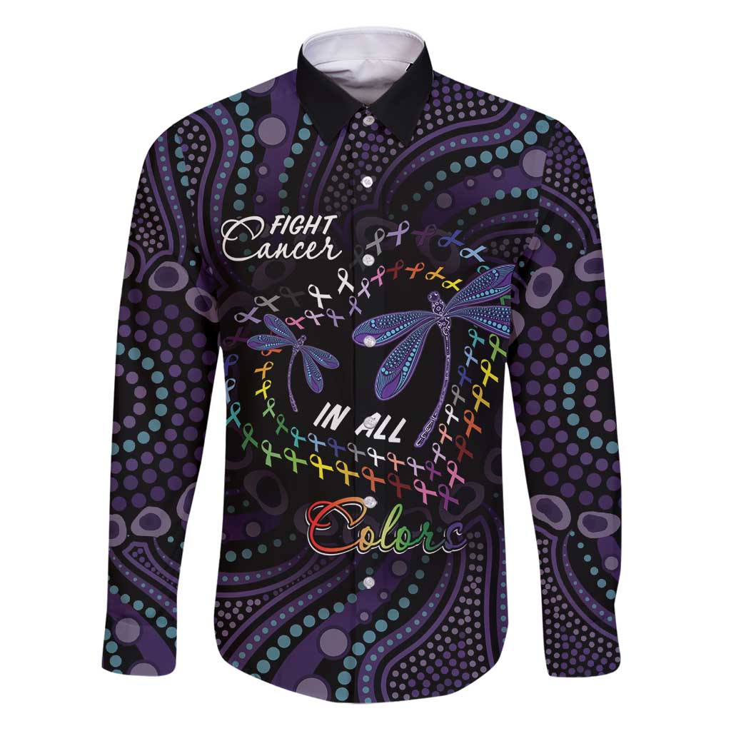 Fight Cancer In All Colors Australia Indigenous Family Matching Puletasi and Hawaiian Shirt Dragonflies Aboriginal Art