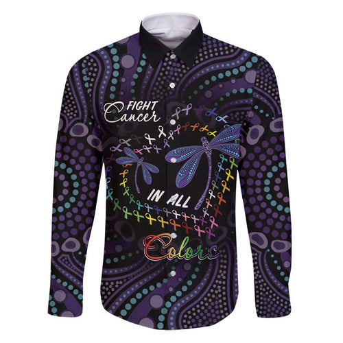 Fight Cancer In All Colors Australia Indigenous Family Matching Puletasi and Hawaiian Shirt Dragonflies Aboriginal Art