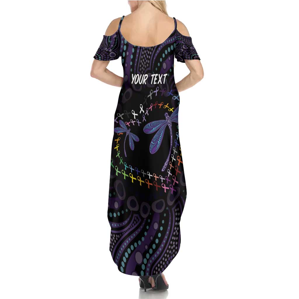 Fight Cancer In All Colors Australia Indigenous Family Matching Summer Maxi Dress and Hawaiian Shirt Dragonflies Aboriginal Art