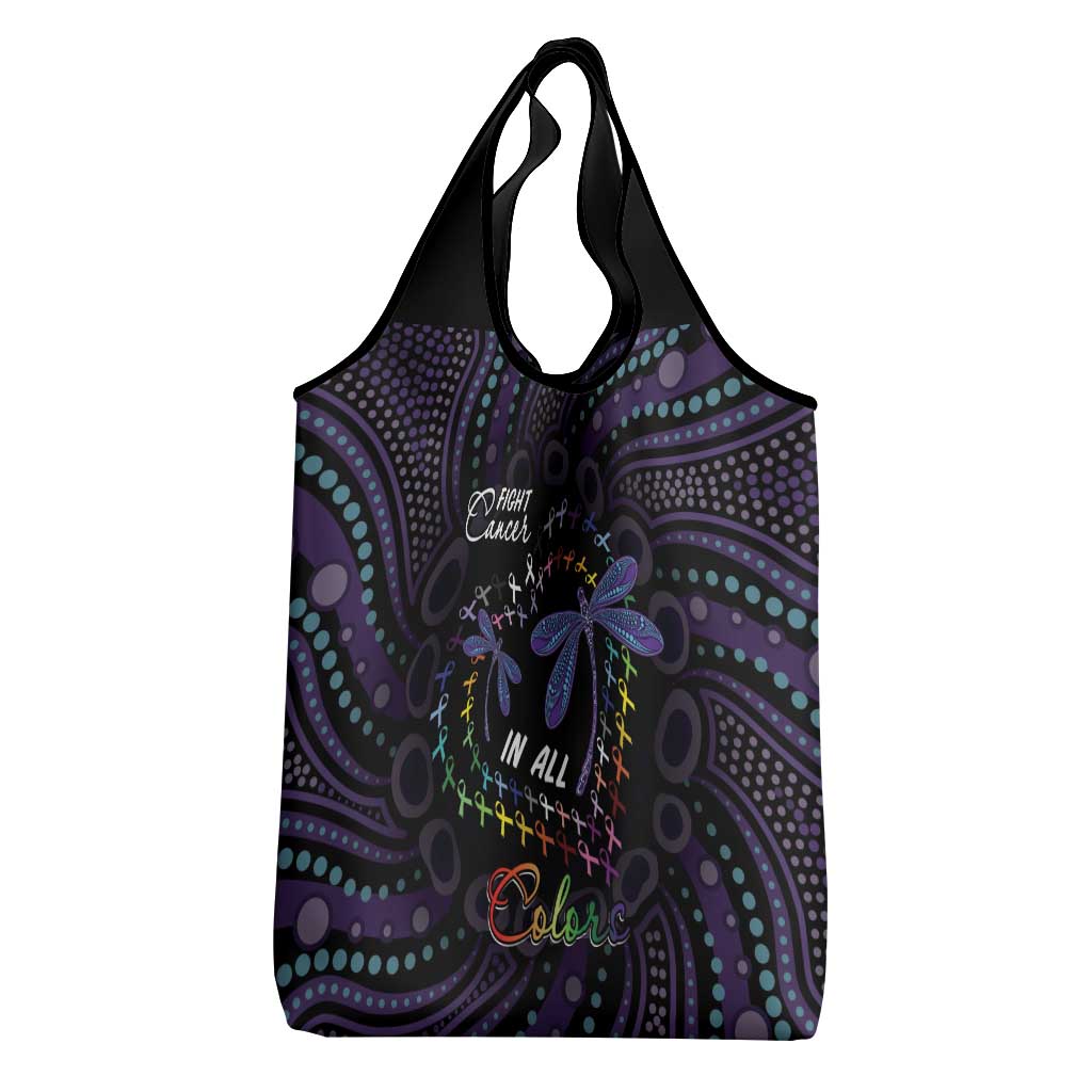 Fight Cancer In All Colors Australia Indigenous Grocery Bag Dragonflies Aboriginal Art