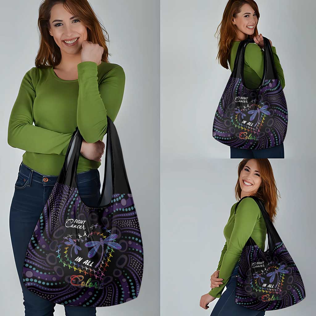Fight Cancer In All Colors Australia Indigenous Grocery Bag Dragonflies Aboriginal Art