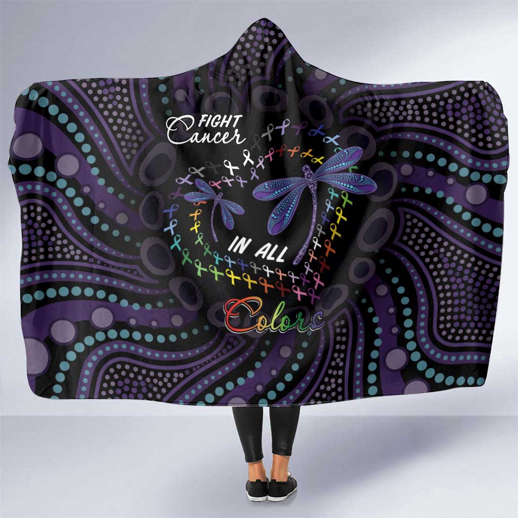 Fight Cancer In All Colors Australia Indigenous Hooded Blanket Dragonflies Aboriginal Art