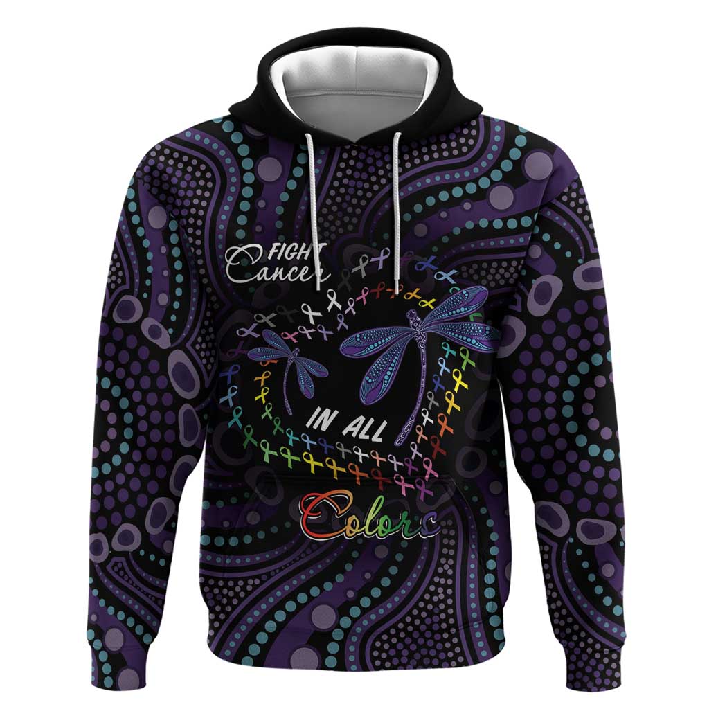 Fight Cancer In All Colors Australia Indigenous Hoodie Dragonflies Aboriginal Art