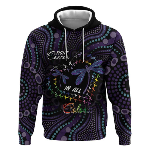 Fight Cancer In All Colors Australia Indigenous Hoodie Dragonflies Aboriginal Art