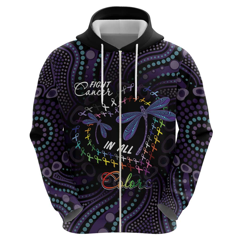 Fight Cancer In All Colors Australia Indigenous Hoodie Dragonflies Aboriginal Art