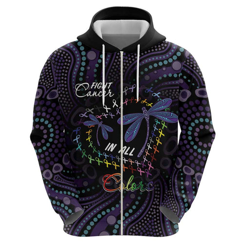 Fight Cancer In All Colors Australia Indigenous Hoodie Dragonflies Aboriginal Art