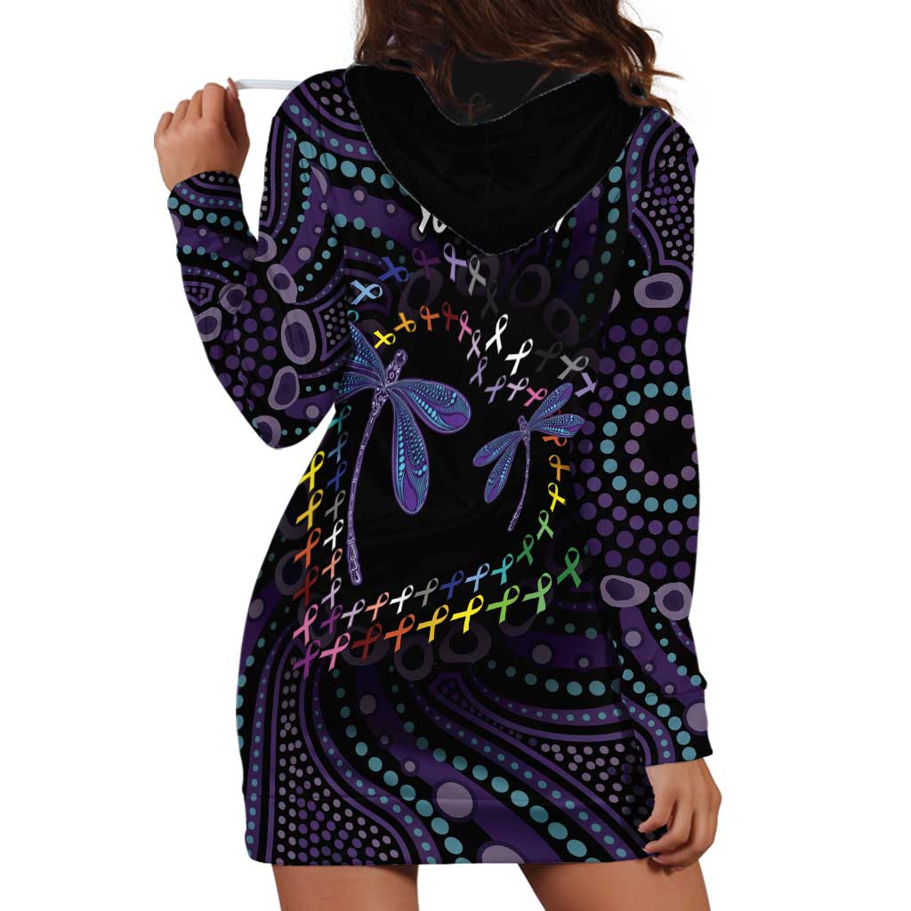 Fight Cancer In All Colors Australia Indigenous Hoodie Dress Dragonflies Aboriginal Art