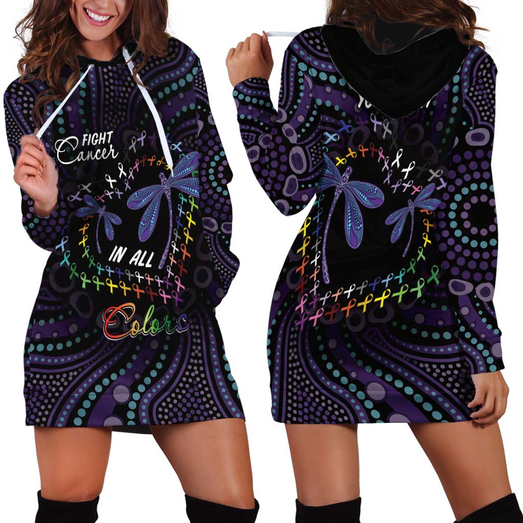 Fight Cancer In All Colors Australia Indigenous Hoodie Dress Dragonflies Aboriginal Art