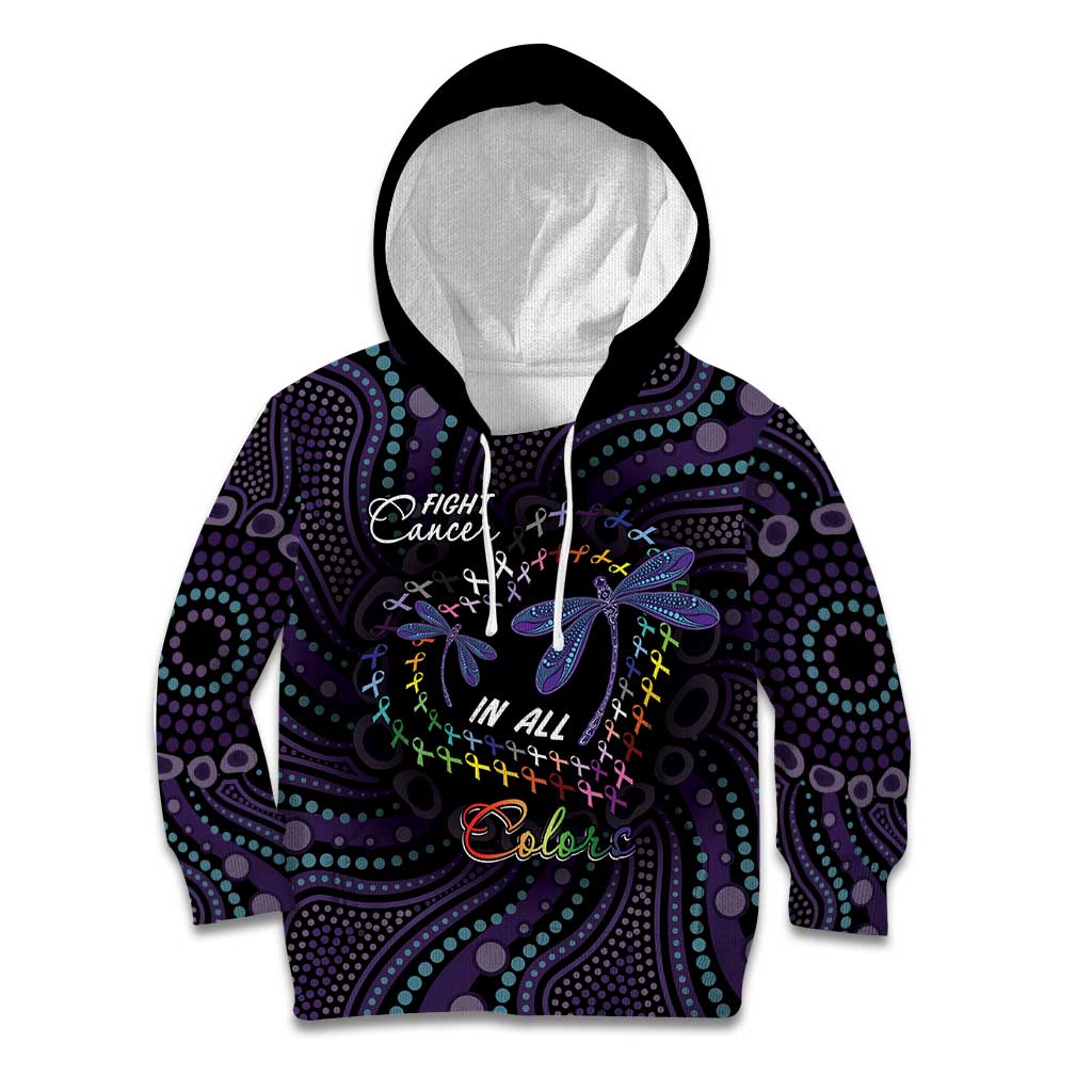 Fight Cancer In All Colors Australia Indigenous Kid Hoodie Dragonflies Aboriginal Art