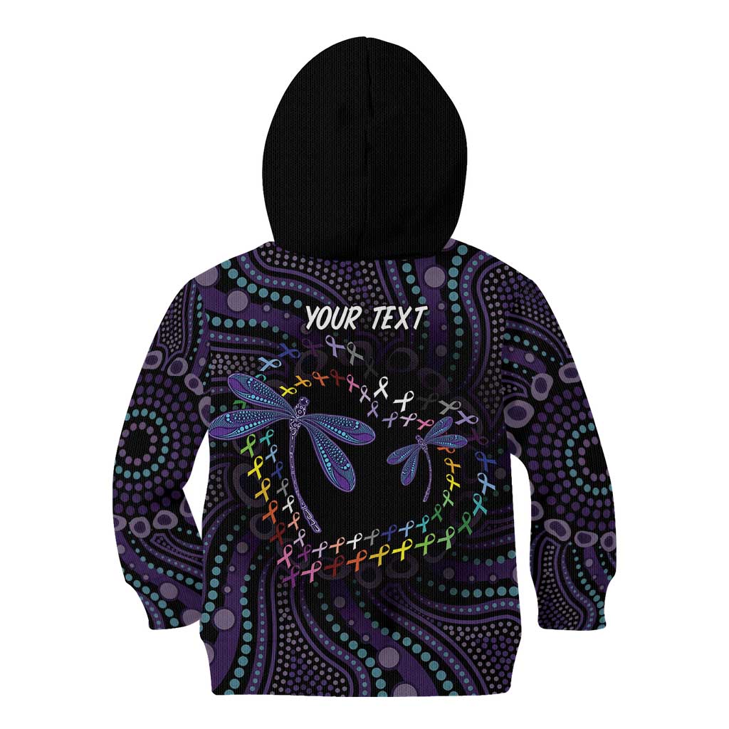 Fight Cancer In All Colors Australia Indigenous Kid Hoodie Dragonflies Aboriginal Art